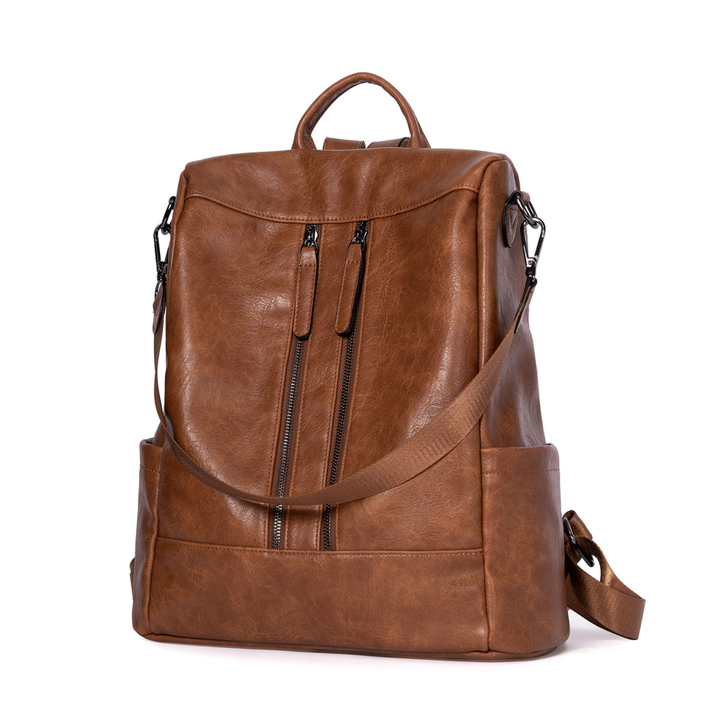 BROMEN Women Backpack Purse Leather Anti-theft Travel Backpack Fashion Shoulder Handbag, Color - brush-off Vintage Brown