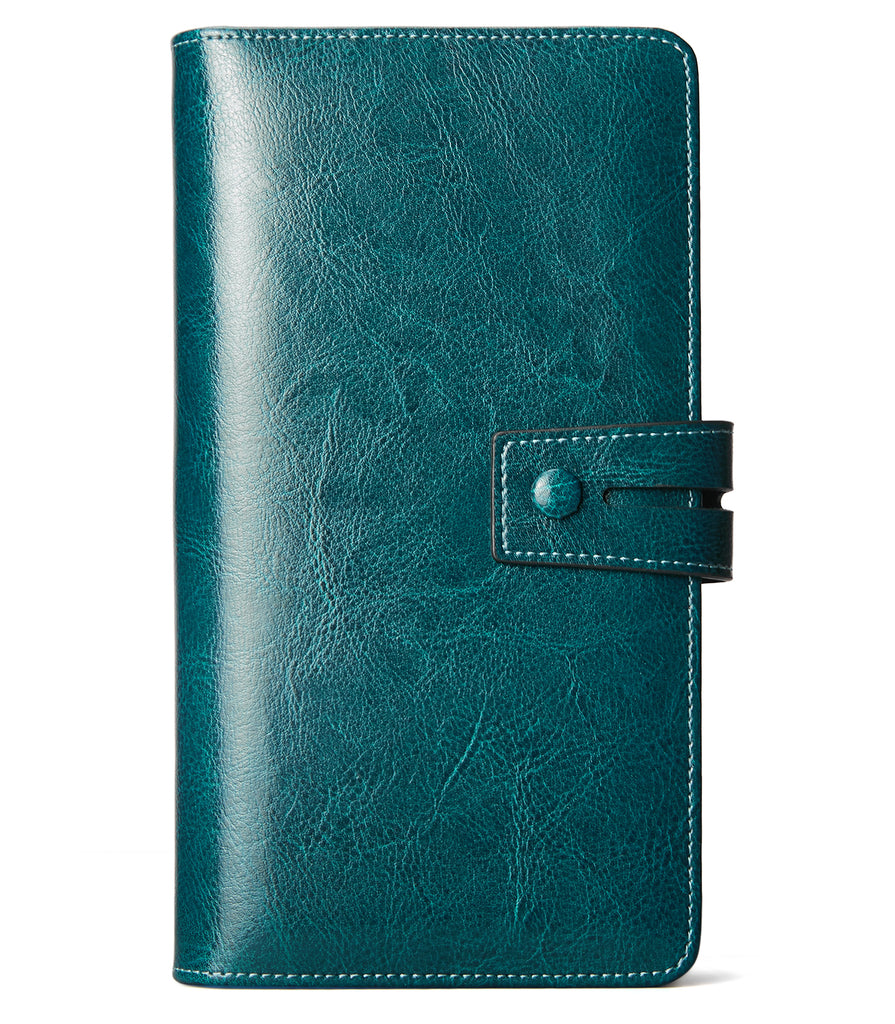 Womens Leather Wallets 2-Peacock Blue-oil wax