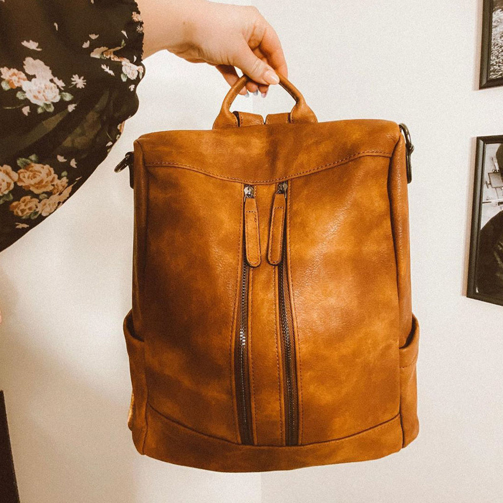Espirit Dark Brown Mini Backpack Purse Faux Leather Nylon Adjustable Straps  | eBay