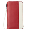 Leather Wallet Large Wristlet Zip Around Clutch Purse Beige Red