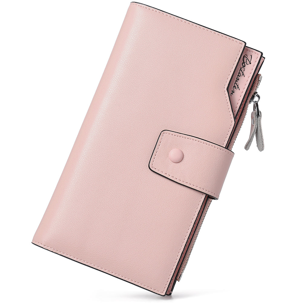 Womens Leather Wallets RFID Blocking Large Capacity Trifold Card Holder