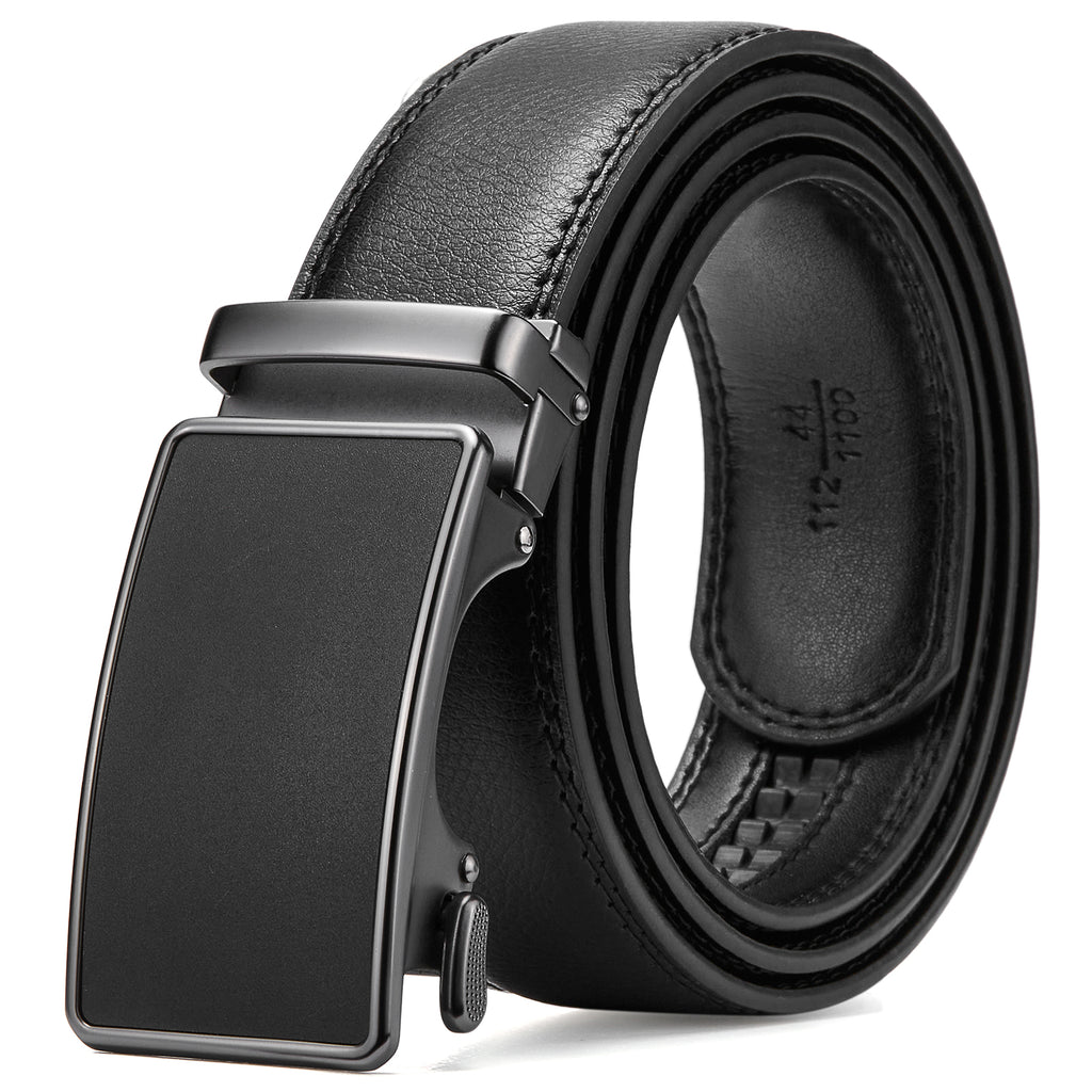 Mens Belt Leather Ratchet Dress Belt with Sliding Adjustable Buckle