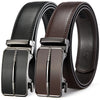 Men's Ratchet Dress Belts 2 Packs, Genuine Leather Belts for Men with Click Sliding Bunkle, Trim to Fit