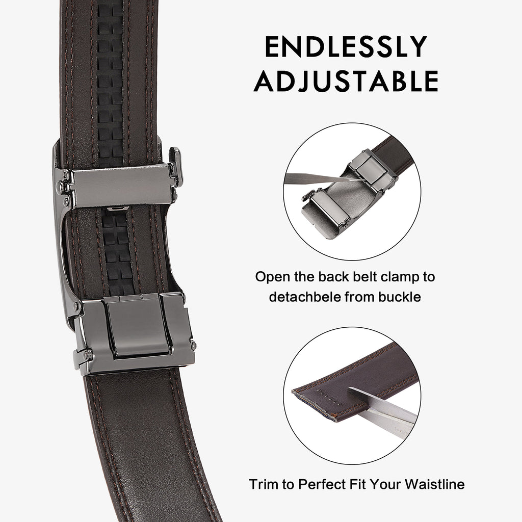 Men's Ratchet Belt Dress Adjustable 1 Genuine Leather Designer