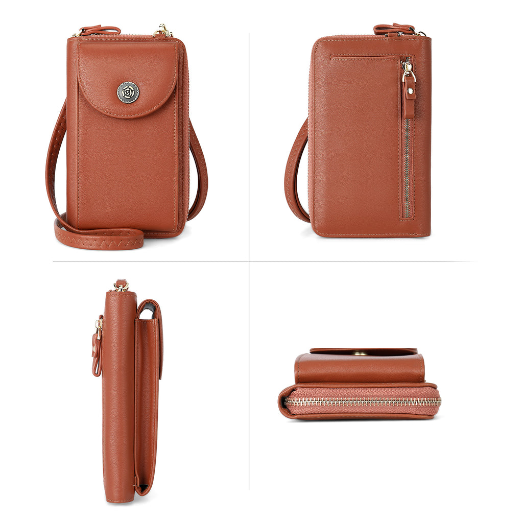 Imported Leather Cell Phone Purse Mini Shoulder Bag with Strap Card Slots |  Mini Phone Bag
