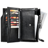Oil Wax Genuine Leather Checkbook Wallet with Zipper Pocket