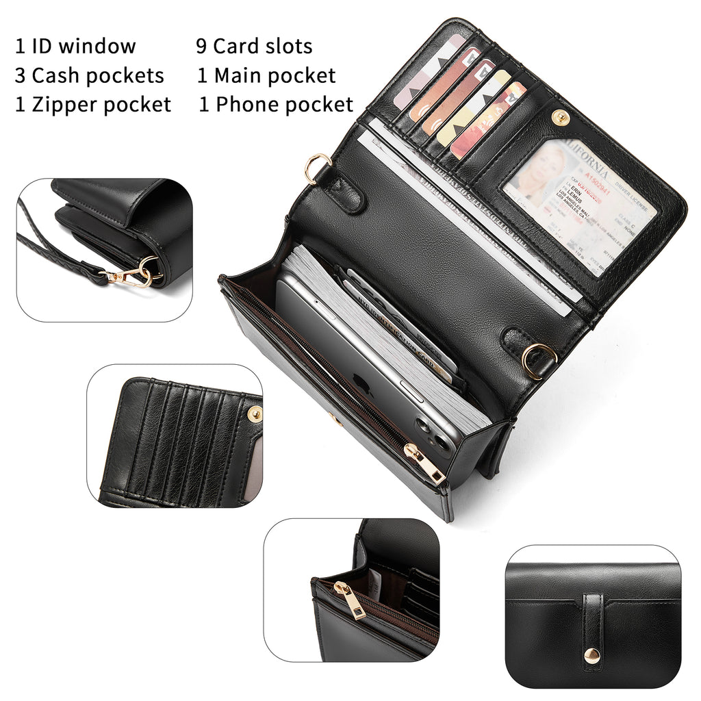 Women's Small Cross-Body Phone Bag PU Leather Mobile Cell Phone Holder  Pocket Purse Wallet Sling
