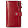RFID Genuine Leather Checkbook Wallet with Zipper Pocket
