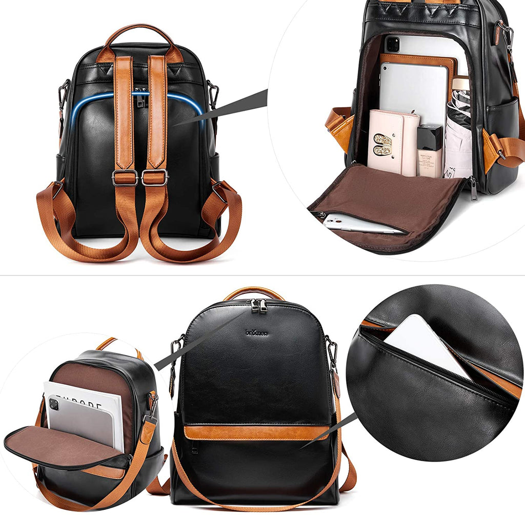 Handbag Bliss Italian Grained Leather Structured Backpack Rucksack  Convertible To Shoulder Bag