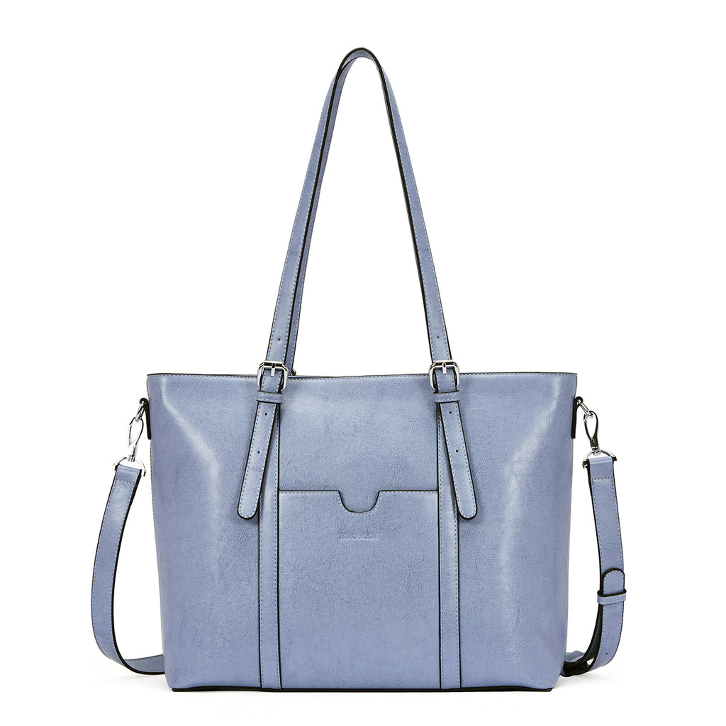 Sky Blue Leather Messenger Bag for Women Laptop Bag Woman 