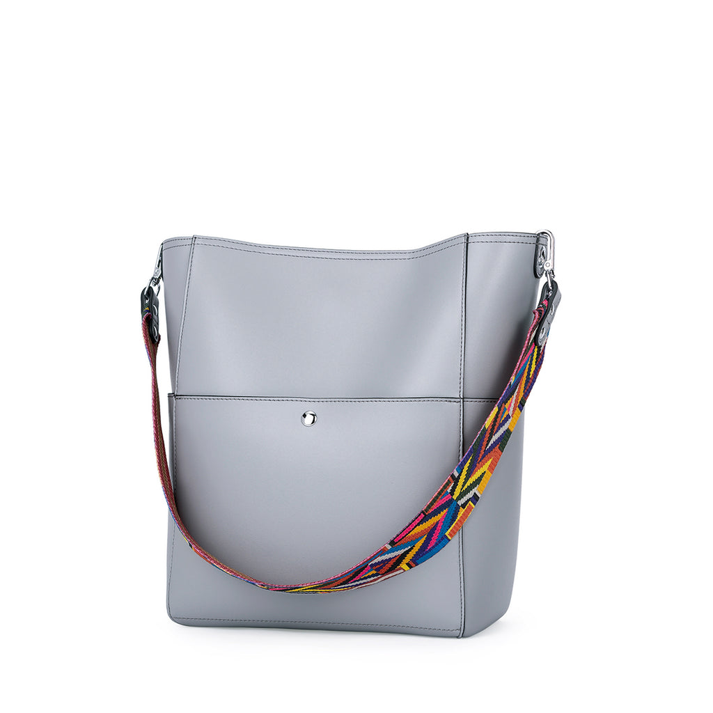 Women Handbag Designer Vegan Leather Hobo Handbags Shoulder Bucket Crossbody Purse, Color - grey