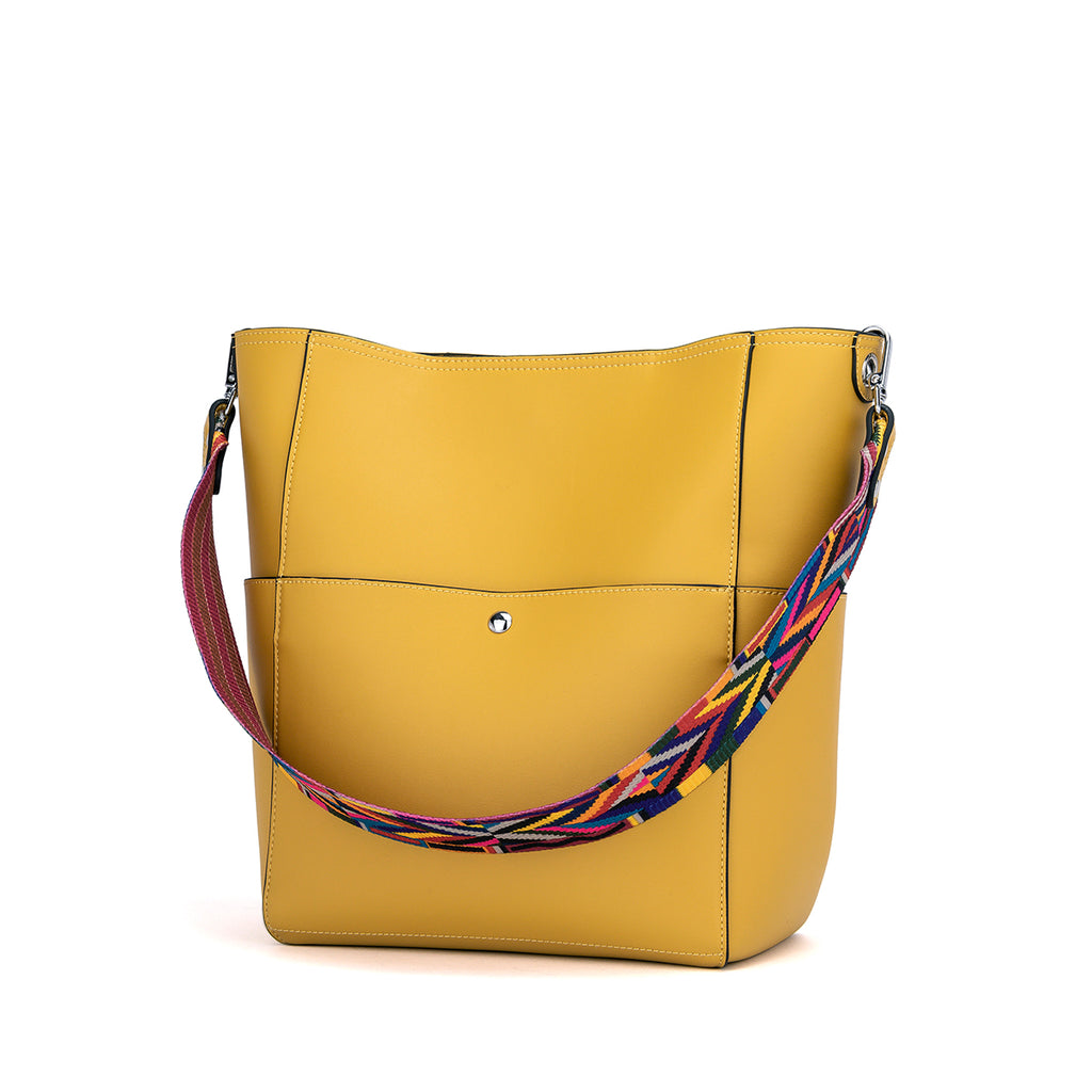Women Handbag Designer Vegan Leather Hobo Handbags Shoulder Bucket Crossbody Purse, Color - yellow