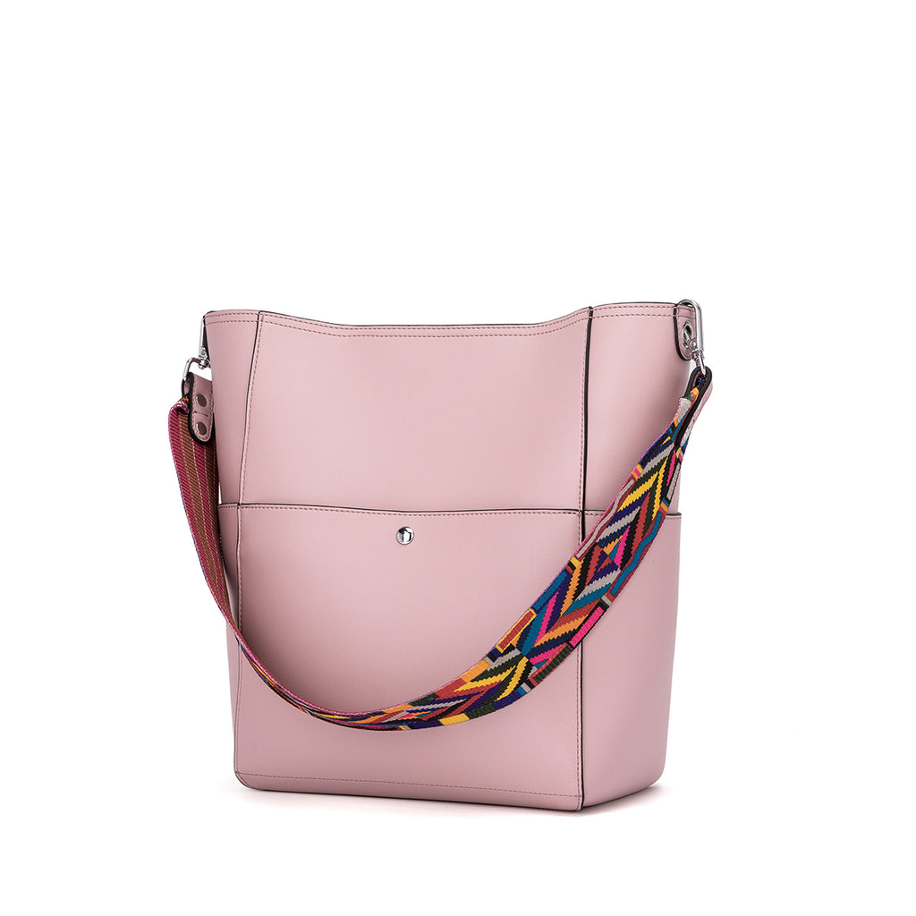 Women Handbag Designer Vegan Leather Hobo Handbags Shoulder Bucket Crossbody Purse, Color - pink