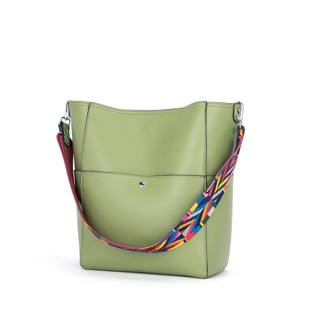 Jeblia Leather Tote Bag - Green | Embroidered Bag By Moroccan Corridor®