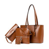 BROMEN Tote Purses for Women Designer Leather Handbag Shoulder Satchel Bag 3pcs Set, Color - Oil Wax Brown