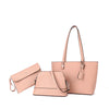 BROMEN Tote Purses for Women Designer Leather Handbag Shoulder Satchel Bag 3pcs Set Color - Pink