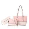 BROMEN Tote Purses for Women Designer Leather Handbag Shoulder Satchel Bag 3pcs Set, Color - Pink/Beige