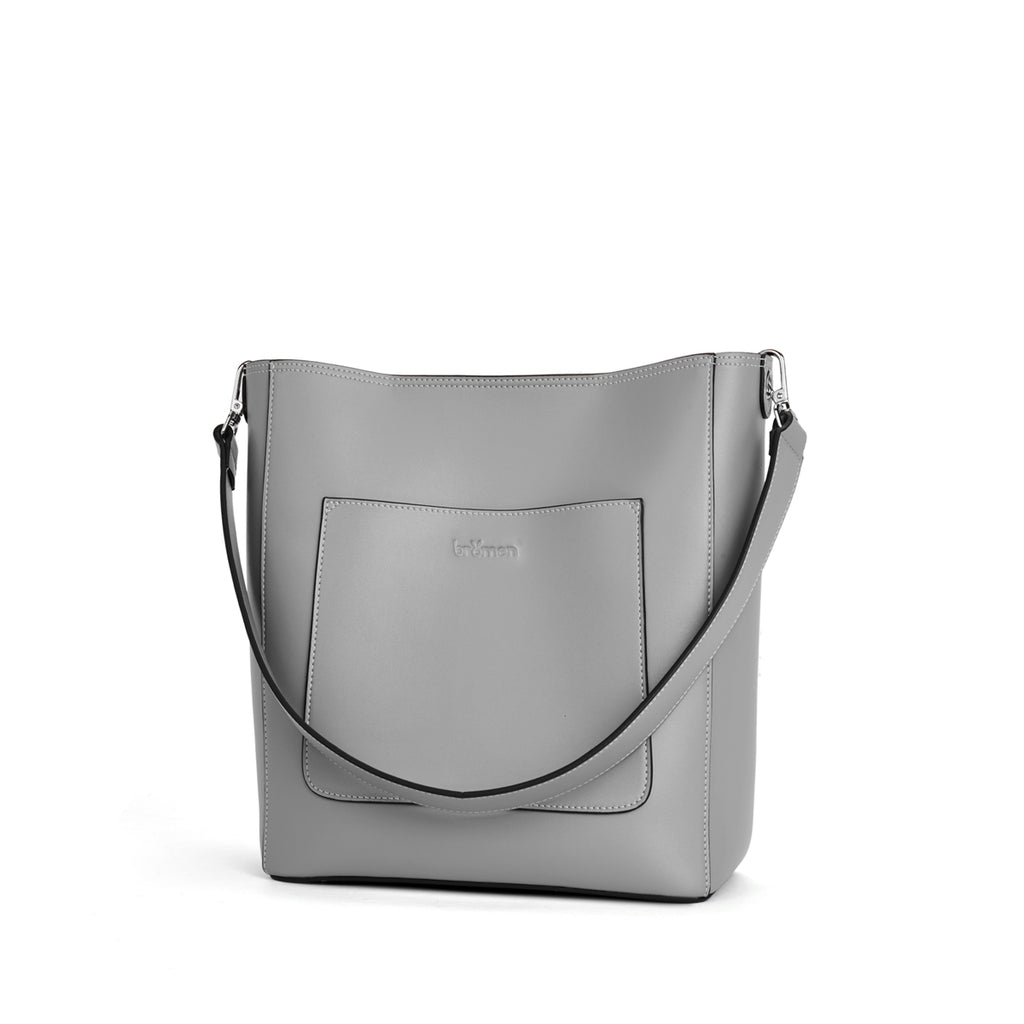 BROMEN Hobo Bags for Women Leather Handbags Designer Shoulder Bucket Crossbody Purse,Color - Grey