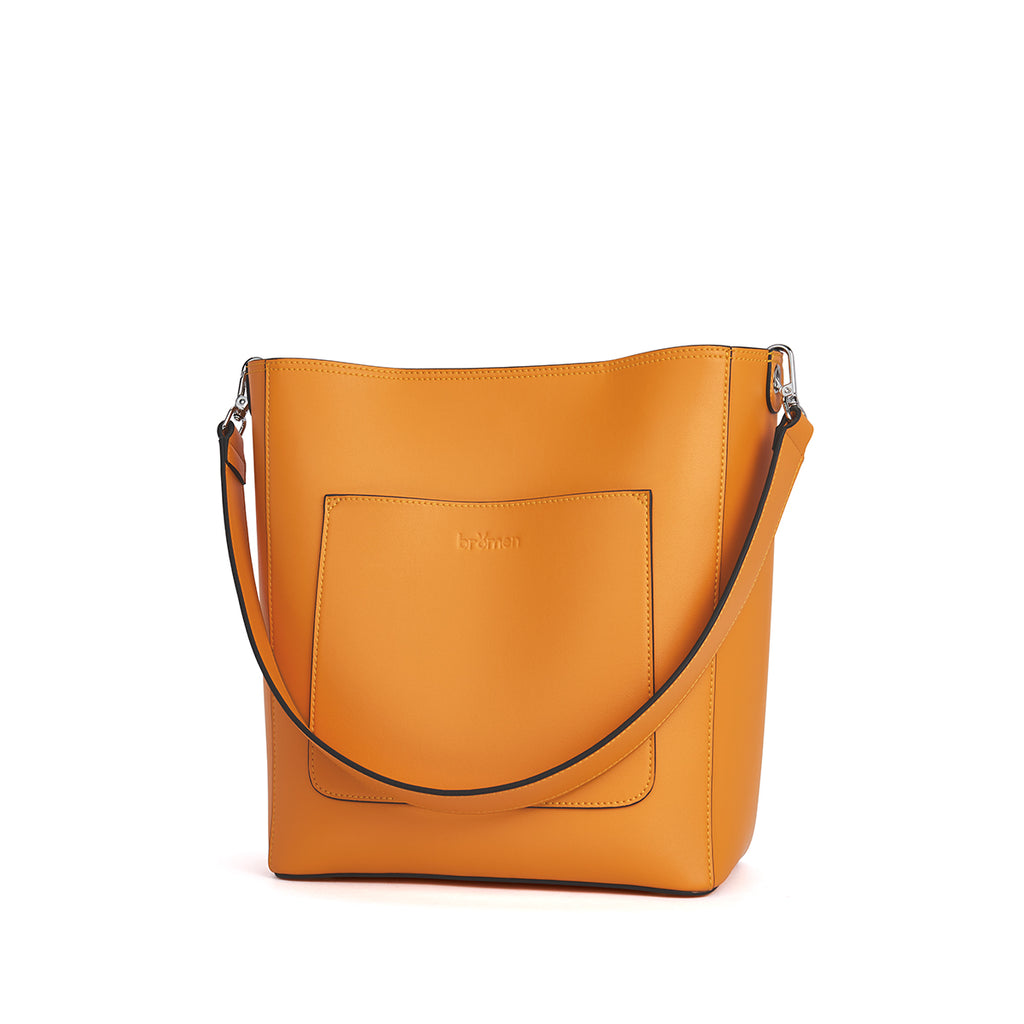 BROMEN Hobo Bags for Women Leather Handbags Designer Shoulder Bucket Crossbody Purse,Color - Yellow