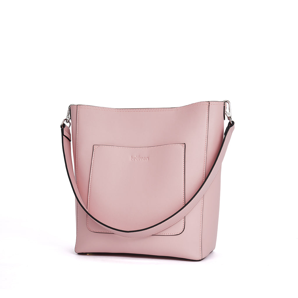 BROMEN Hobo Bags for Women Leather Handbags Designer Shoulder Bucket Crossbody Purse,Color - Pink