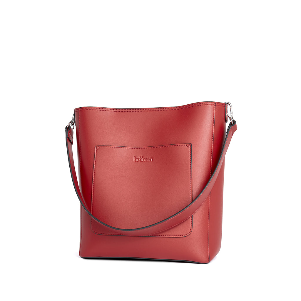 BROMEN Hobo Bags for Women Leather Handbags Designer Shoulder Bucket Crossbody Purse,Color - Red