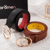 BROMEN 2 Pack Belt for Women Leather Belts for Dress Jeans Pants Waist Belt with Double O-Ring Buckle
