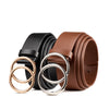 BROMEN 2 Pack Belt for Women Leather Belts for Dress Jeans Pants Waist Belt with Double O-Ring Buckle