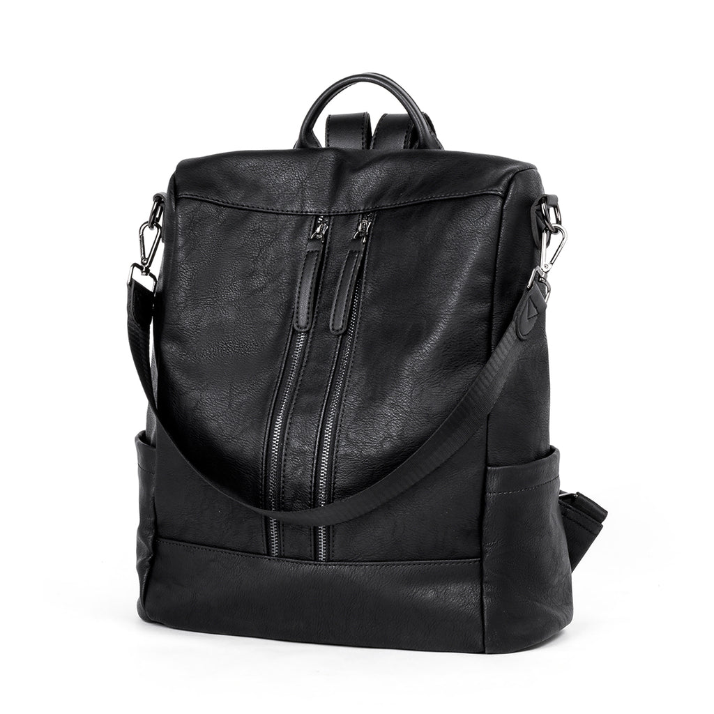 BROMEN Women Backpack Purse Leather Anti-theft Travel Backpack Fashion Shoulder Handbag, Color - black