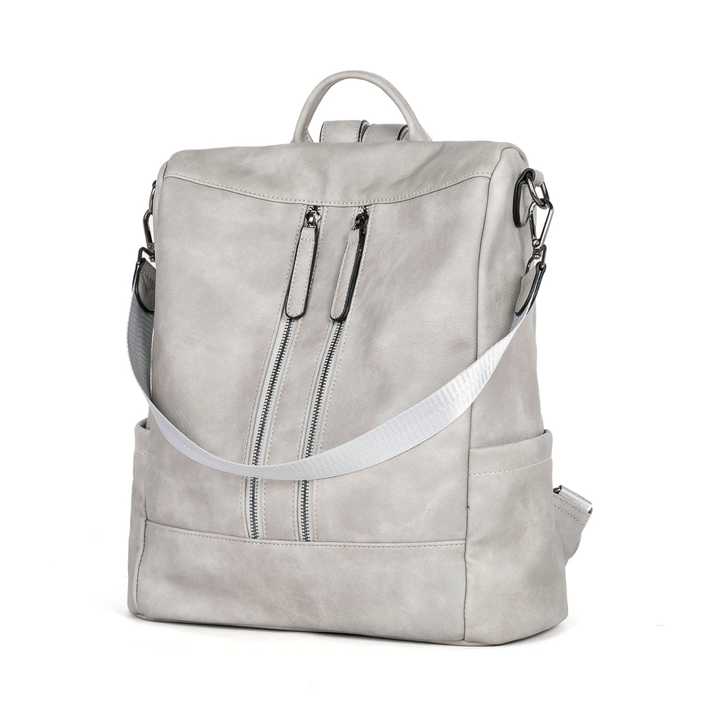 BROMEN Women Backpack Purse Leather Anti-theft Travel Backpack Fashion Shoulder Handbag, Color - grey