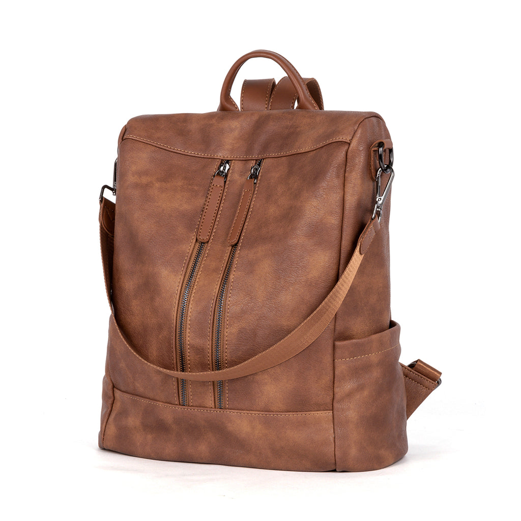 BROMEN Women Backpack Purse Leather Anti-theft Travel Backpack Fashion Shoulder Handbag, Color - brown