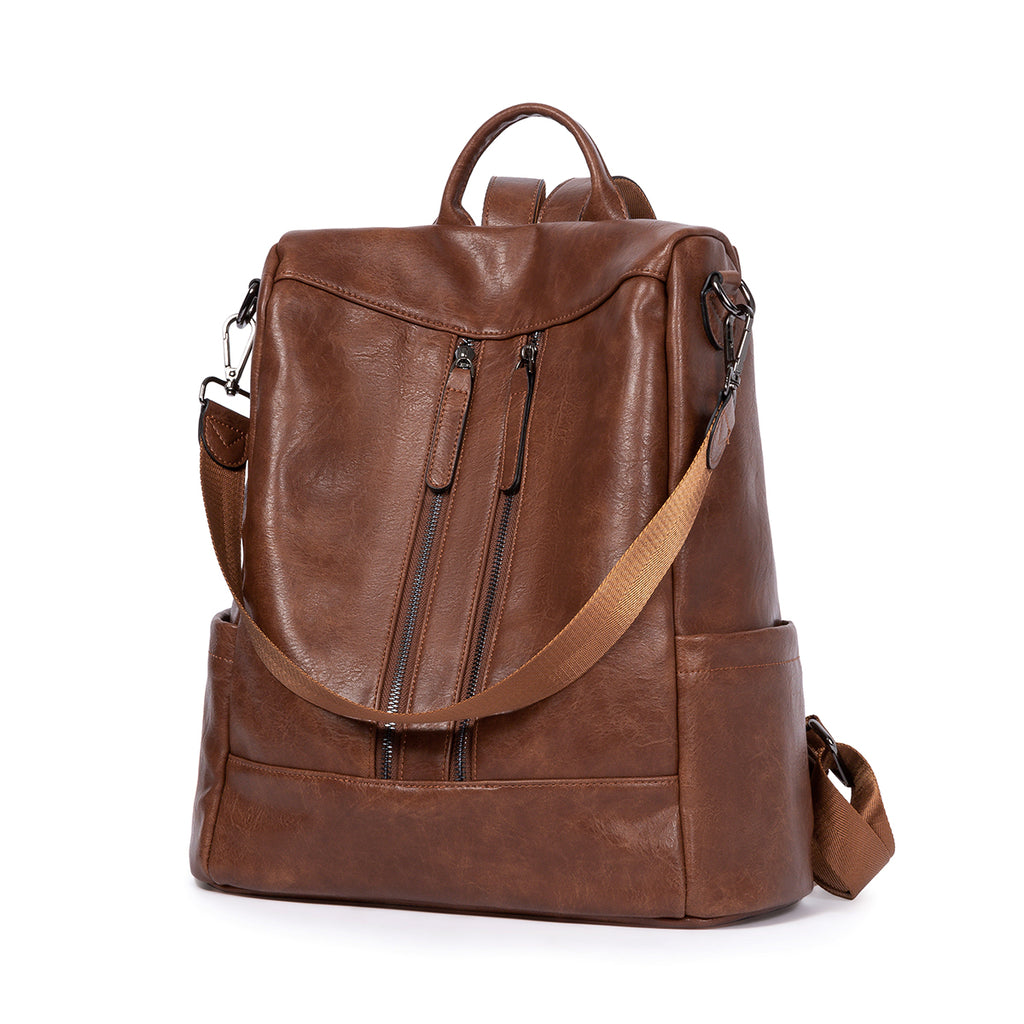BROMEN Women Backpack Purse Leather Anti-theft Travel Backpack Fashion Shoulder Handbag, Color - brush-off Vintage Coffee