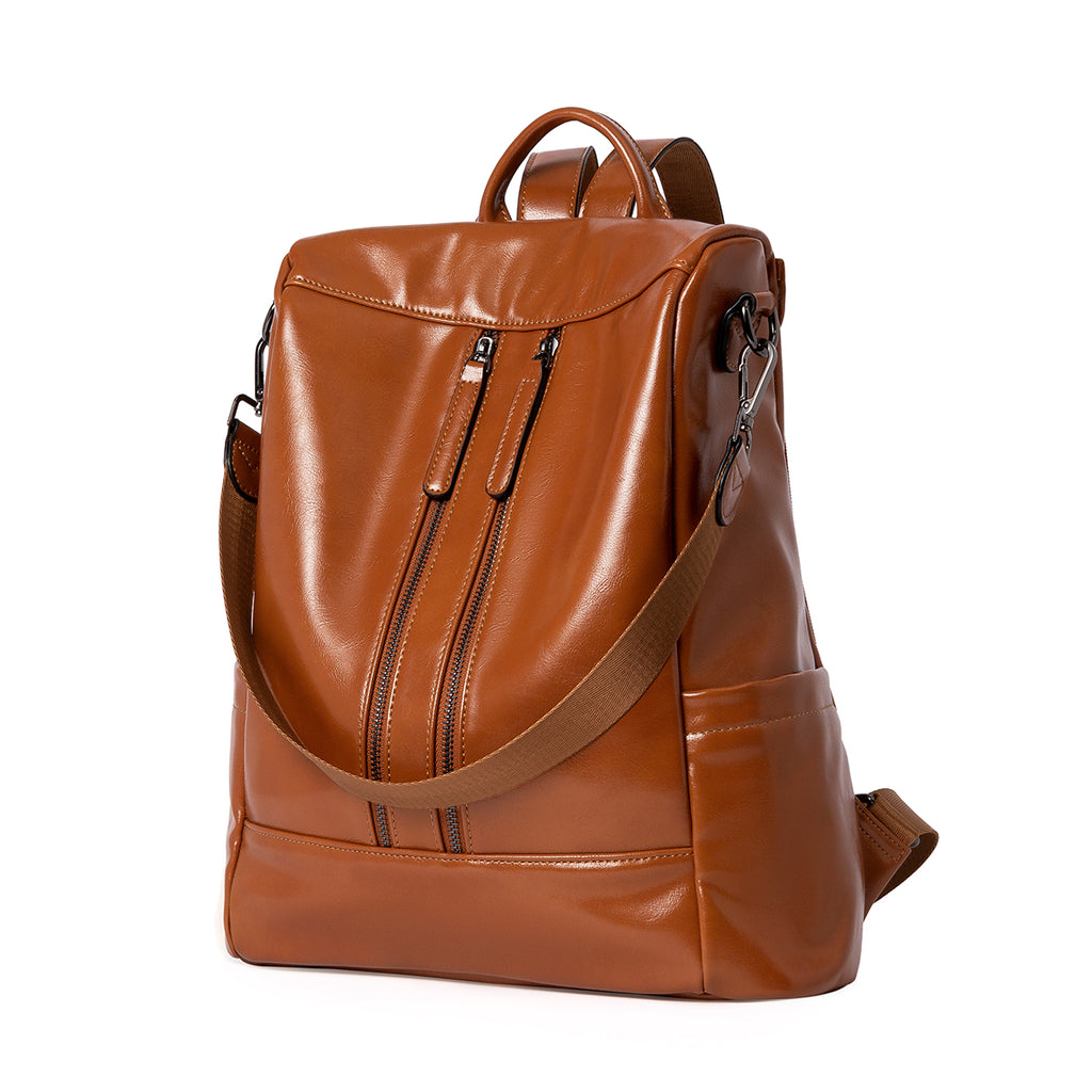 BROMEN Women Backpack Purse Leather Anti-theft Travel Backpack Fashion Shoulder Handbag, Color - oil Wax Brown