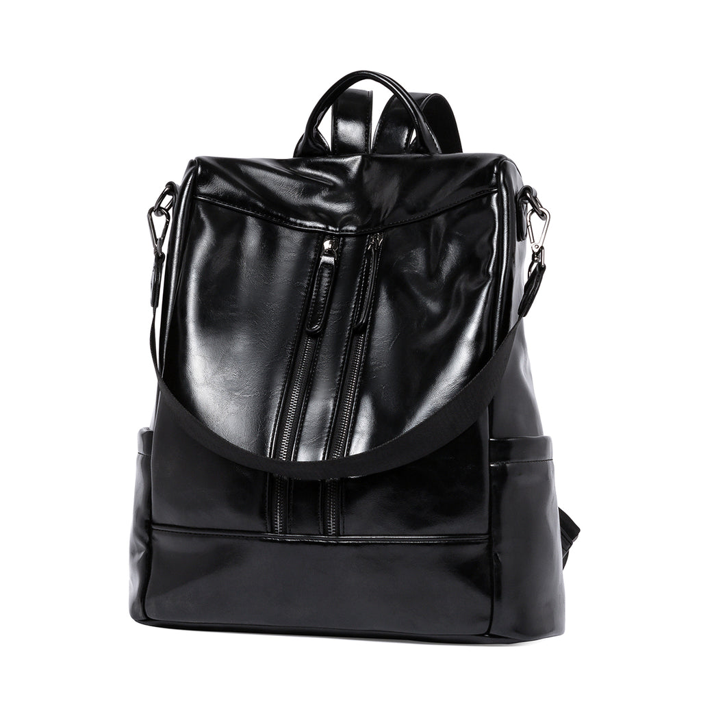 BROMEN Women Backpack Purse Leather Anti-theft Travel Backpack Fashion Shoulder Handbag, Color - oil Wax Black