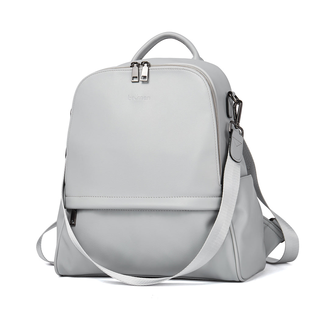 BROMEN Backpack Purse for Women Leather Anti-theft Travel Backpack Fashion College Shoulder Handbag, Color - Grey