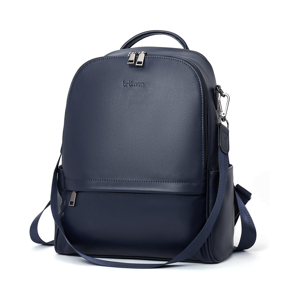 BROMEN Backpack Purse for Women Leather Anti-theft Travel Backpack Fashion College Shoulder Handbag, Color - Navy