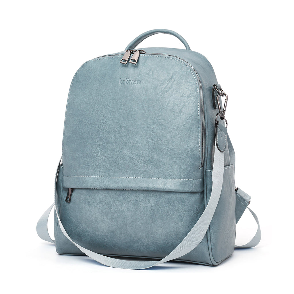 BROMEN Backpack Purse for Women Leather Anti-theft Travel Backpack Fashion College Shoulder Handbag, Color - Vintage Blue