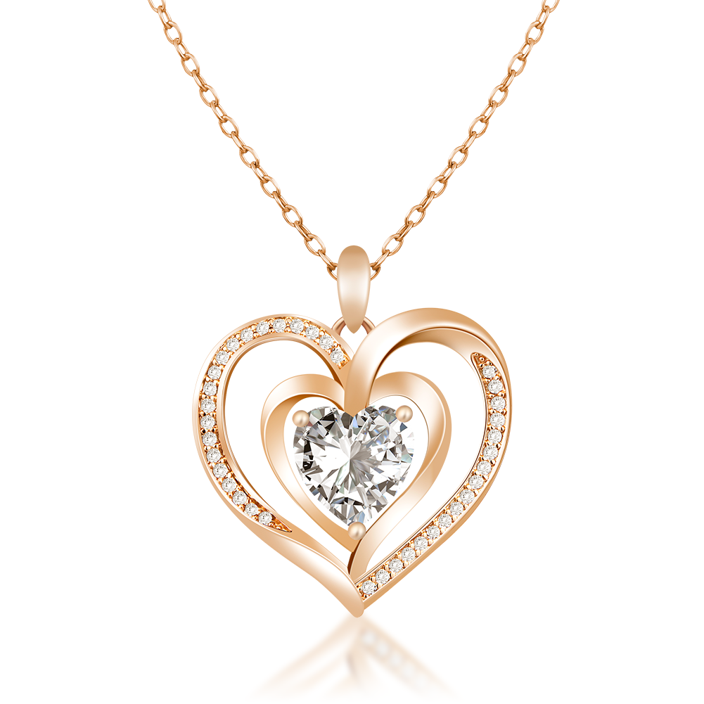 Love Heart Pendant Necklaces for Women Gold